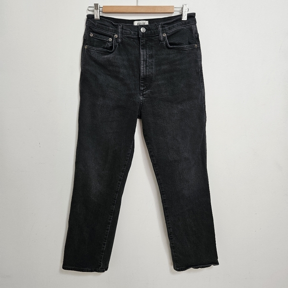Agolde Denim - AGOLDE Pinch Waist High Rise Sz 29 Cropped Leg Black Stretch